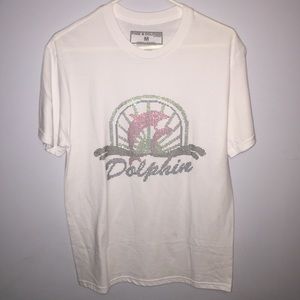 White graphic tee shirt
